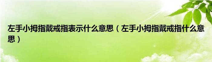 左手小拇指戴戒指表示什么意思（左手小拇指戴戒指什么意思）